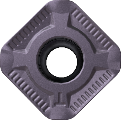 Πλακίδιο κοπής Yg SExx1204 SE*T1204 τετράγωνο 12mm, γκρι με κεντρική οπή και αυλακώσεις στις πλευρές