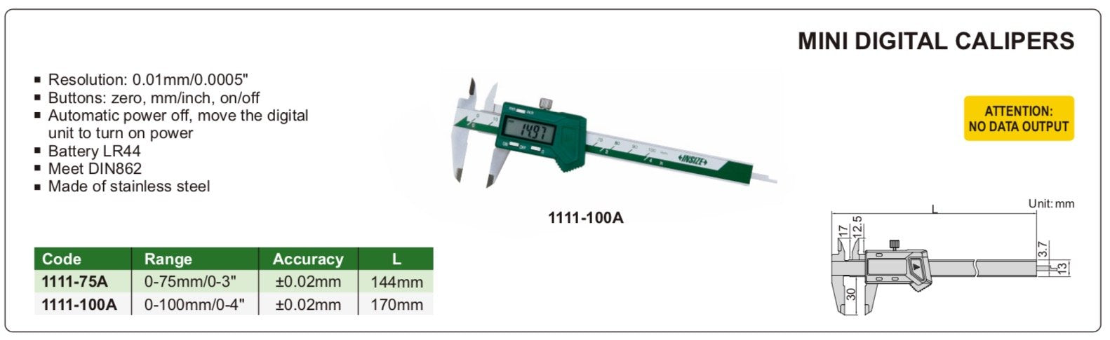 1111 - Παχύμετρο Ψηφιακό Mini