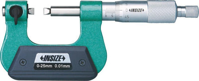 Μικρόμετρο Insize 3281 για pitch diameter σπειρωμάτων 0-25mm, πράσινο σώμα με αναλογική κλίμακα 0,01mm