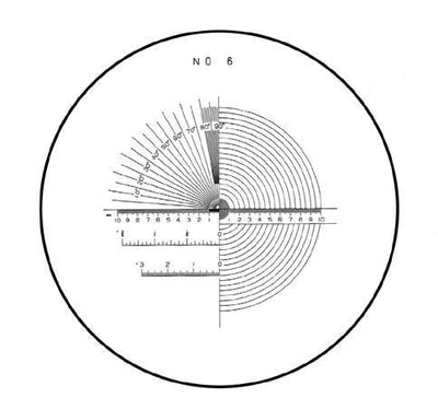 Κυκλικό πρότυπο Hogetex Template 6 10x Ø35 mm για λούπες, με κλίμακες μέτρησης και γωνιόμετρο (LOTE6-10x-D35)
