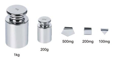 Σετ πρότυπα βάρη Insize 8911-E2 από INOX: 1kg, 200g και μικροβάρη 500mg, 200mg, 100mg σε ασημί φινίρισμα