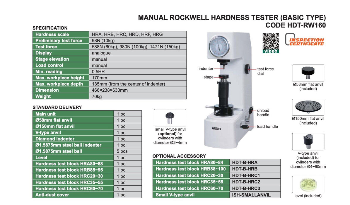 HDT-RW160 - Επιτραπέζιο Αναλογικό Σκληρόμετρο Rockwell