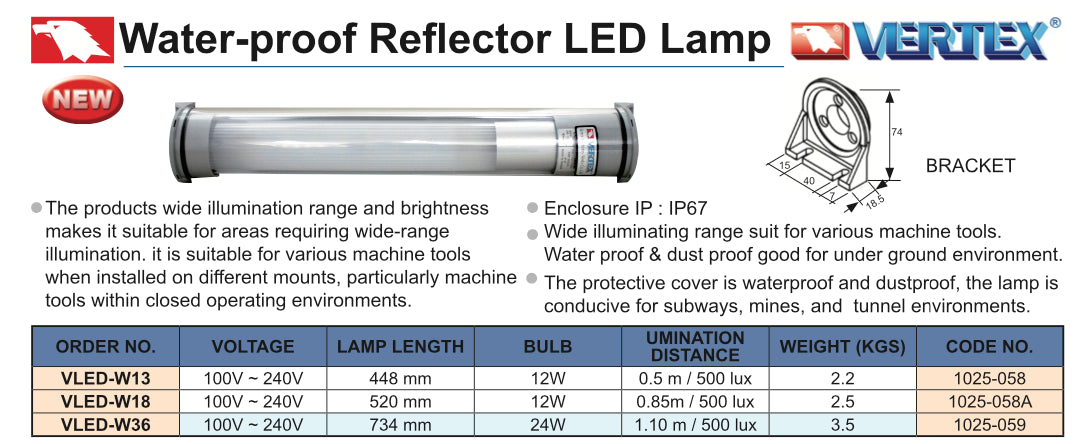 VLED-W13 - Φωτιστικό Αδιάβροχο  LED Βιομηχανικο