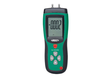 Ψηφιακό διαφορικό μανόμετρο Insize 0140-DP05 με οθόνη LCD και πλήκτρα, πράσινο-μαύρο σώμα