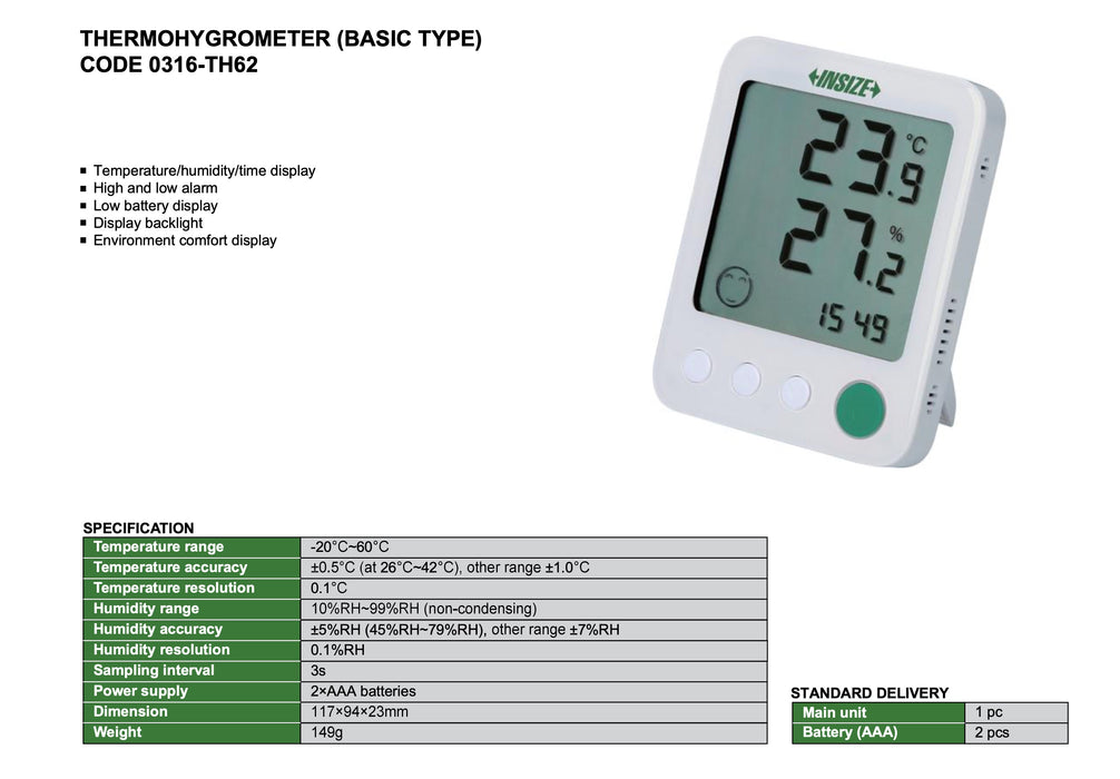 Υγρασιόμετρο - Θερμόμετρo Τοίχου (117 x 94 mm)