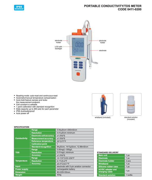 Water Quality Meter Conductivity, TDS, Temperature
