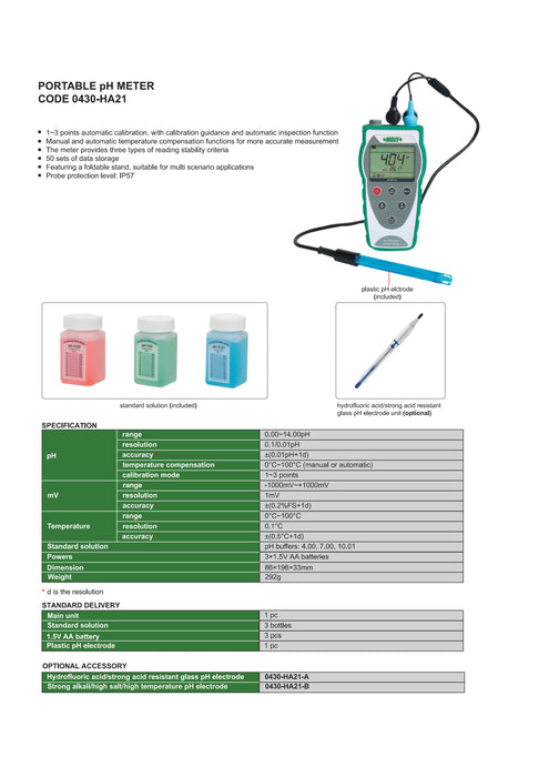 pH Meter with External Probe