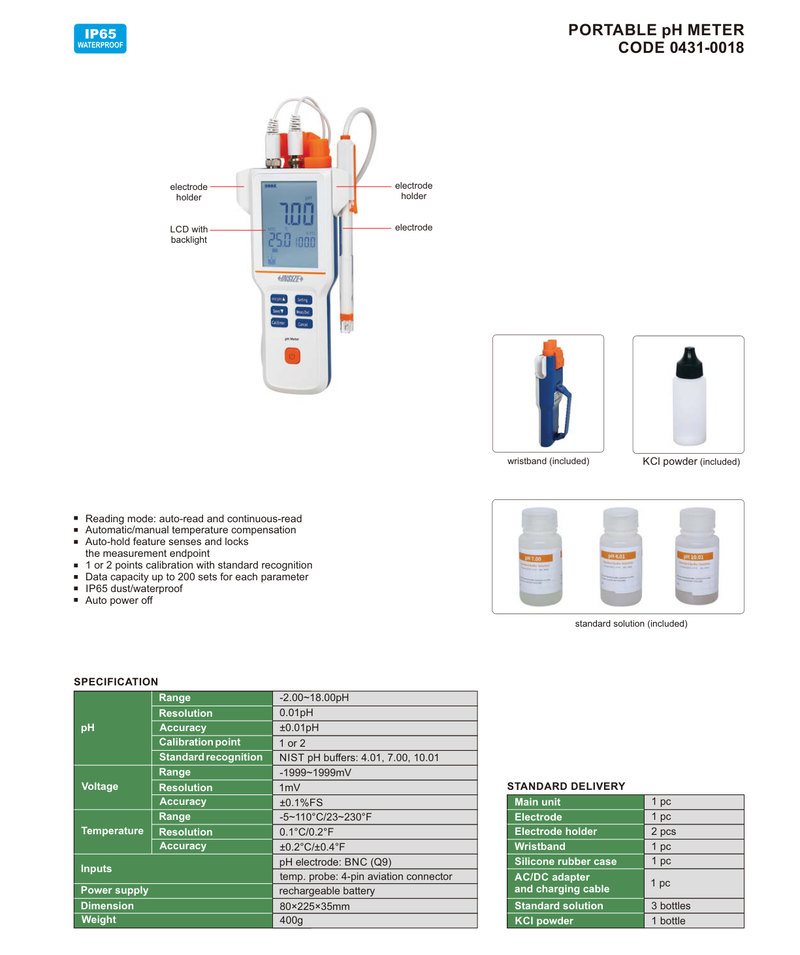 Μετρητής pH - Θερμόμετρο Insize