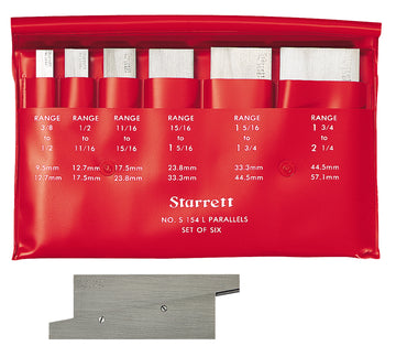 Κόκκινη θήκη Starrett S154LZ με σετ 6 ρυθμιζόμενων παράλληλων πλακιδίων και ενδείξεις εύρους μεγέθους