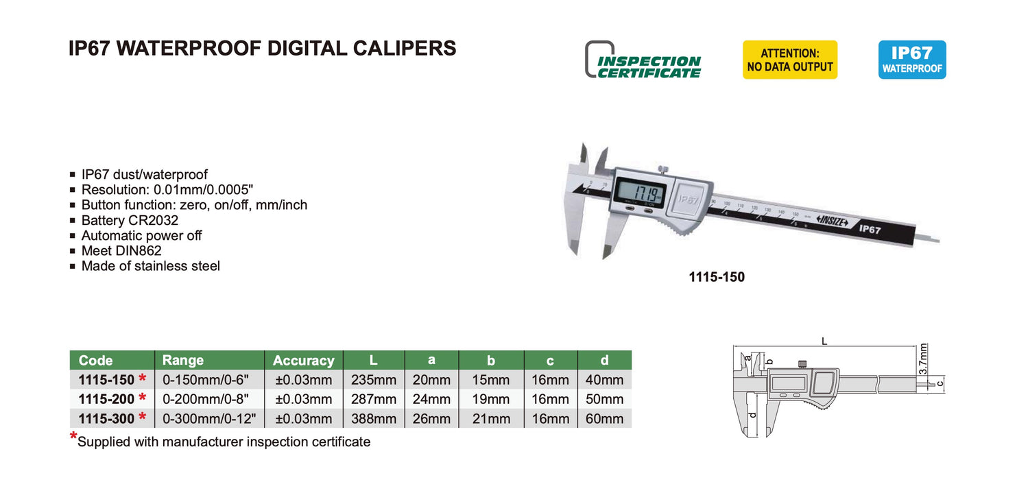 Παχύμετρο Ψηφιακό Αδιάβροχο IP67