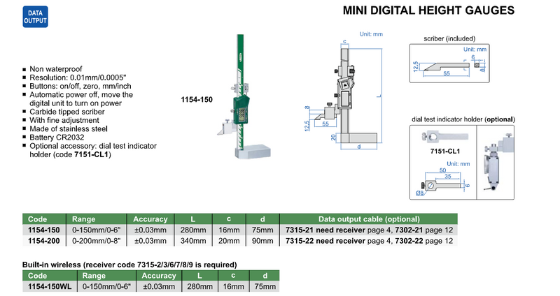 Υψομετρικός Γράφτης - Χαράκτης - Ψηφιακός Insize