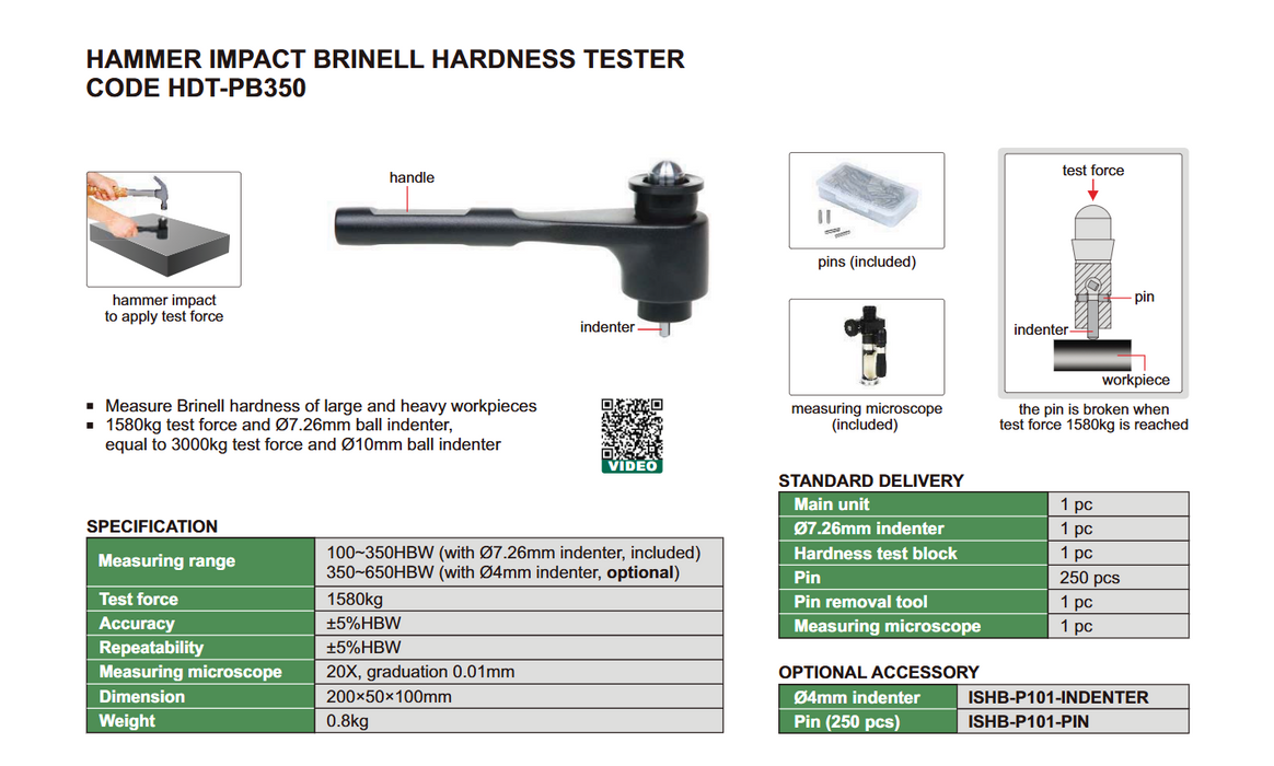 Σκληρόμετρο Σφυρί Brinell για μεγάλα δείγματα - με μικροσκόπιο μέτρησης