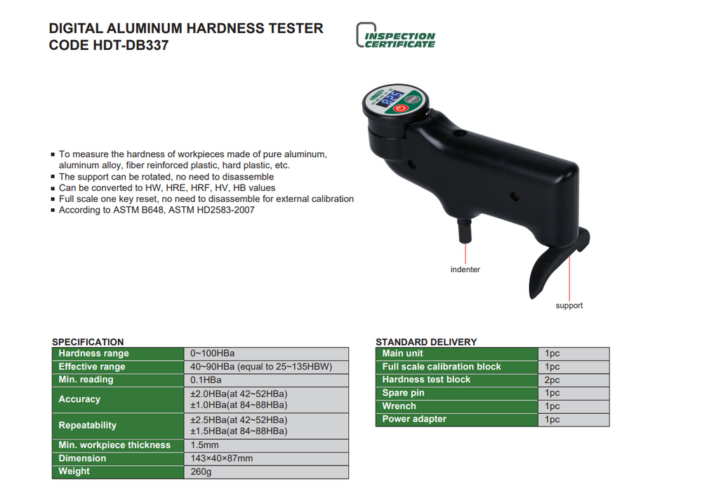 Ψηφιακό φορητό σκληρόμετρο Barcol για αλουμίνια- πλασστικά