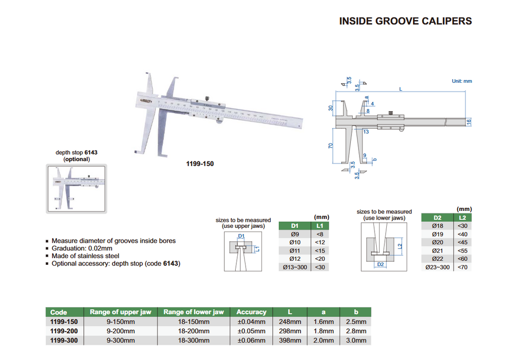 Παχύμετρο Ακίδων Εσωτερικό - για Εσοχές/Αυλάκια