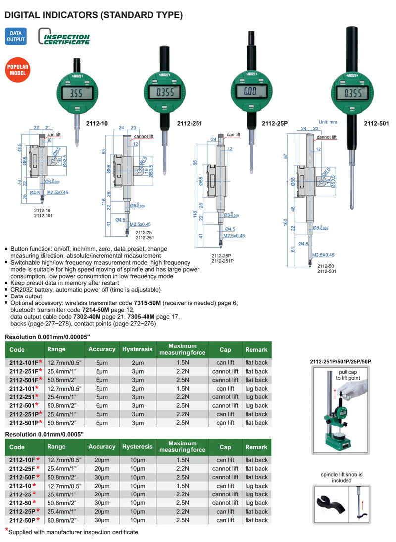 Digital Dial Test Indicator - 0.01mm/0.001mm