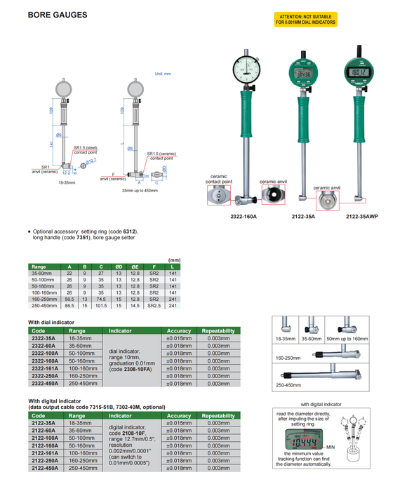 Digital Cylinder Gauge - 0.002mm