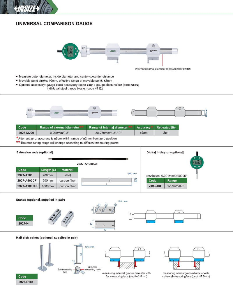 Καθολικό συγκριτικό όργανο 2927-M200 0-200mm - Image 2