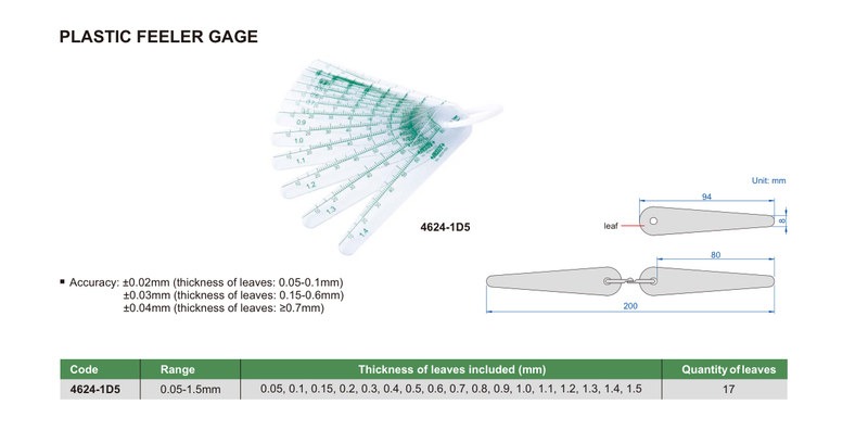 Φίλερ Πλαστικο 100 mm Insize