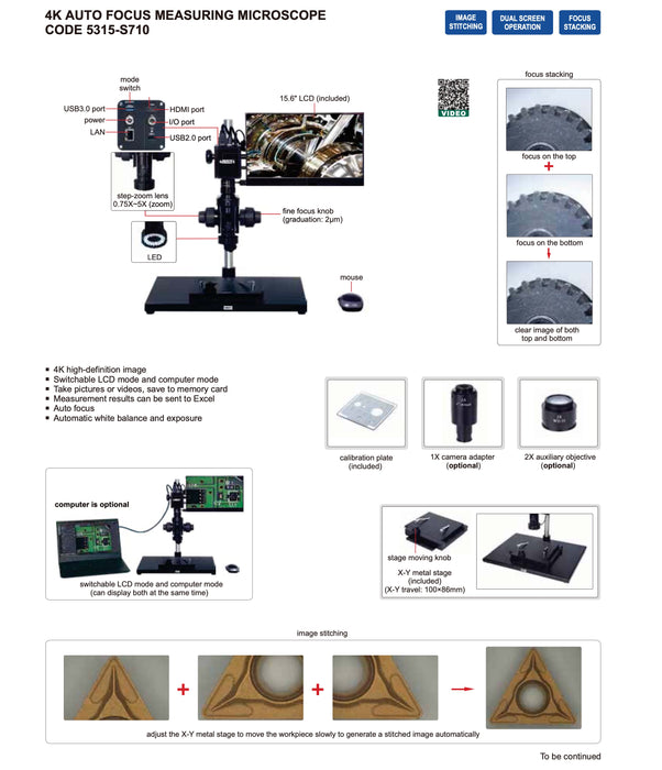 Ψηφιακό Mικροσκόπιο 4K 15Χ-100Χ (12Mp, Focus Stacking) Insize