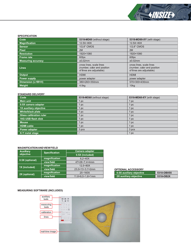 Technical specifications 5318-MD60 - Digital Microscope 1080p 12.5X–80X (with Screen) (p. 2)