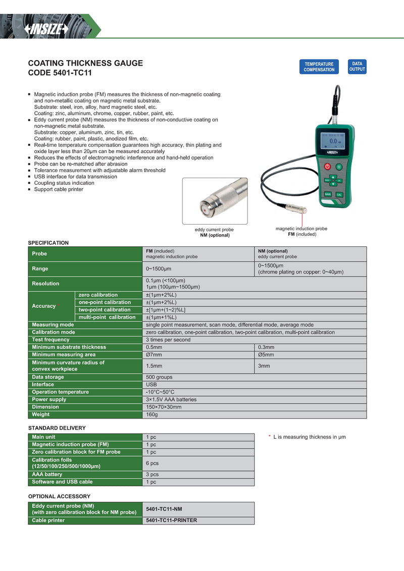 High Precision Fe Coating - Paint Caliper 0.1 μm (Optional Non Ferrous)