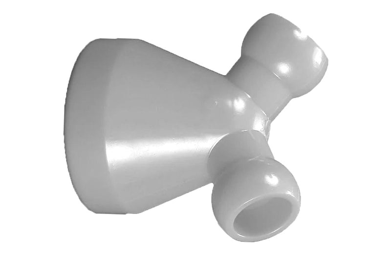 Σύνδεσμος Υ Jeton 54049 1/2” σε 1/4” για σύστημα σαπουνελαίου, λευκό πλαστικό εξάρτημα με 2 στόμια