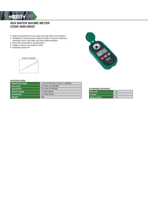 Digital Refractometer BAUME SEA WATER