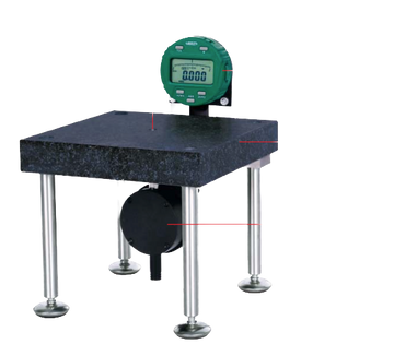 Insize 6852 flatness tester with digital indicator on granite base and 4 adjustable support feet