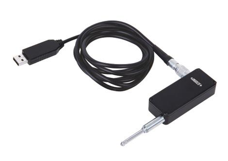 Insize 7130 σύστημα μηκυνσιόμετρων με καλώδιο USB και μαύρο αντάπτορα με ακίδα μέτρησης ρολογιού γράφτη