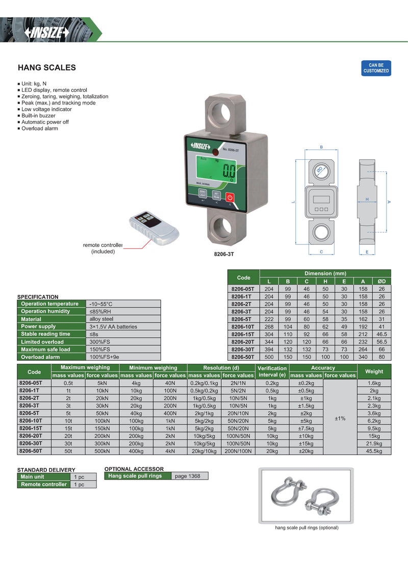 Δυναμόμετρο με Τηλεχειριστήριο έως 50 τόνους (Δεν Περιλαμβάνει Κλειδιά)