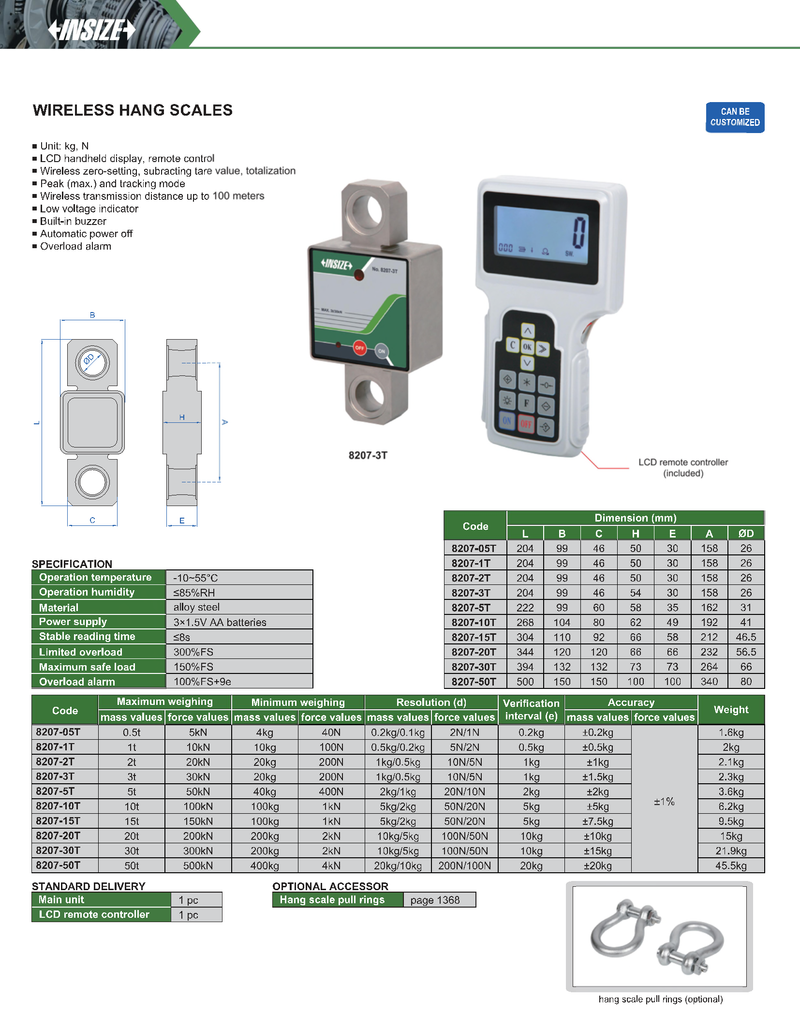 Δυναμόμετρο με Τηλεχειριστήριο με Οθόνη έως 50 τόνους (Δεν Περιλαμβάνει Κλειδιά)