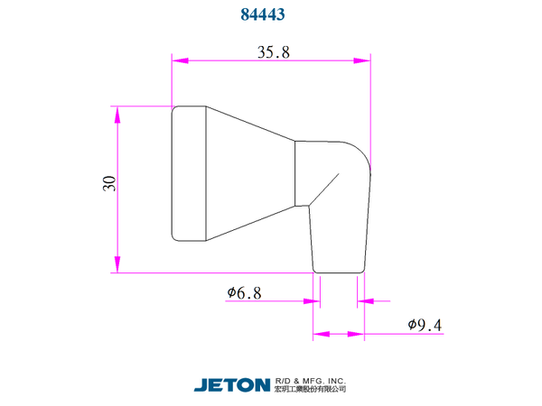 Τεχνικά χαρακτηριστικά V-84443 - Ακροφύσιο 1/4"  90° για Σύστημα Σαπουνελαίου 1/2"