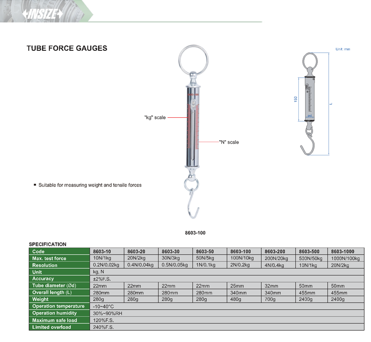 Κανταράκι Δυναμόμετρο Ελατηρίου 30...200N