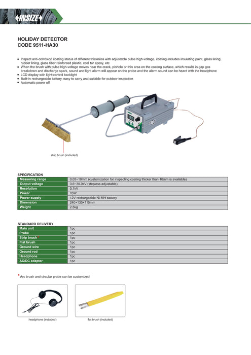 Holiday Detector Coating inspection device and discontinuity detection in metals