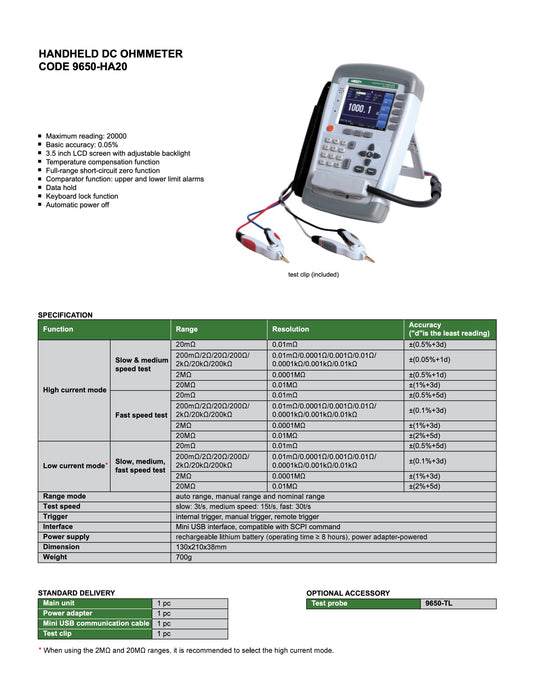 Handheld DC Ohmmeter Insize