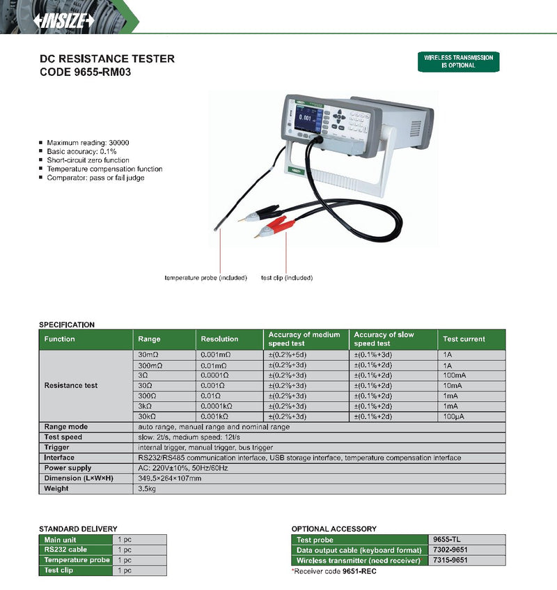 Μετρητής DC αντίστασης 9655-RM03 30mΩ-30kΩ - Image 2