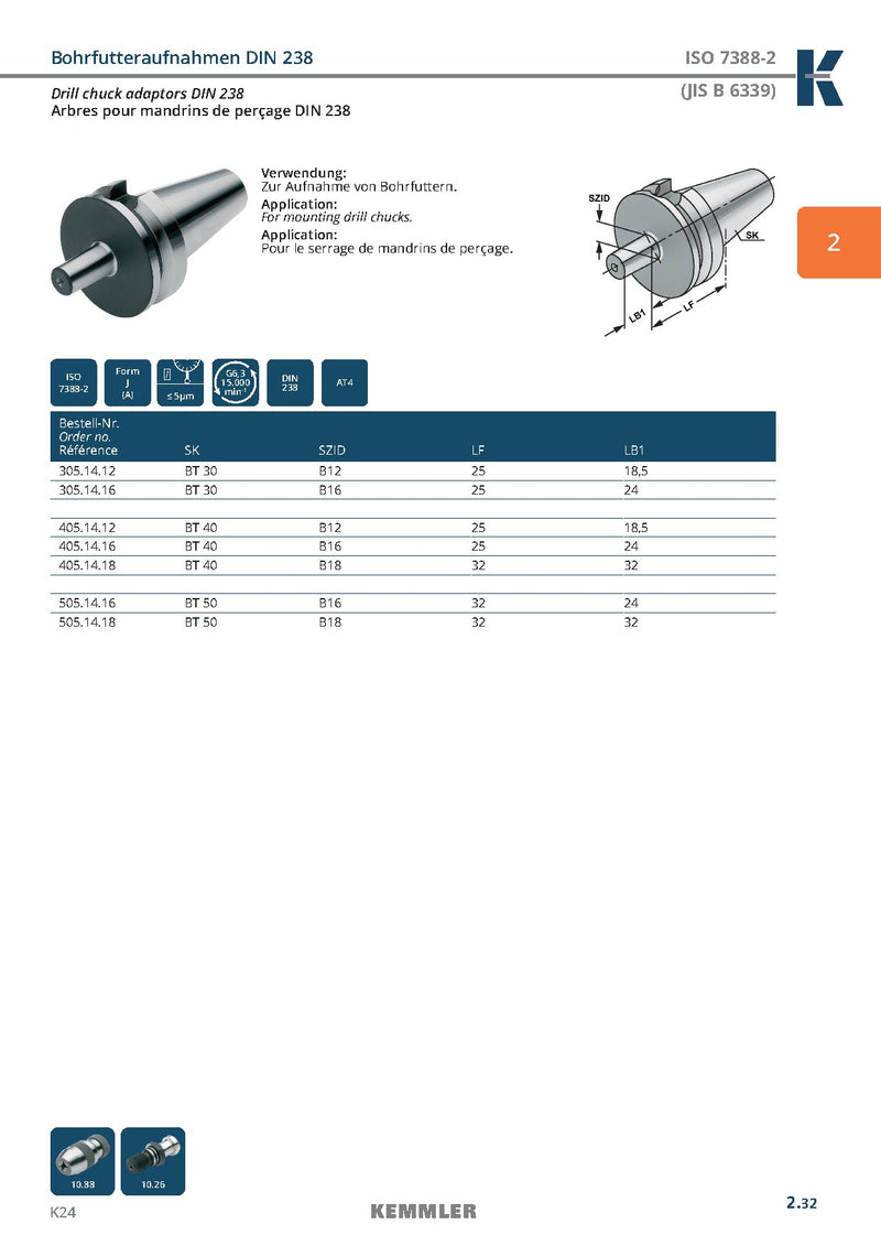 Κώνος BT για τσοκ τρυπανιών B (Kemmler) - Image 3