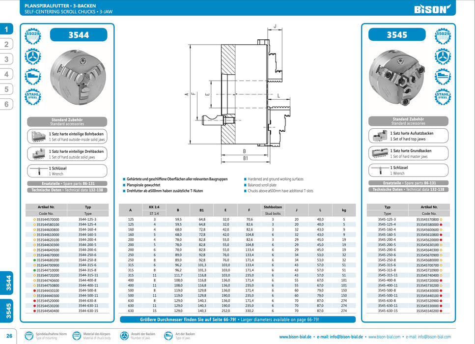 Τσοκ Τόρνου με 3 Σφιγκτήρες DIN55029 (Camlock) Bison