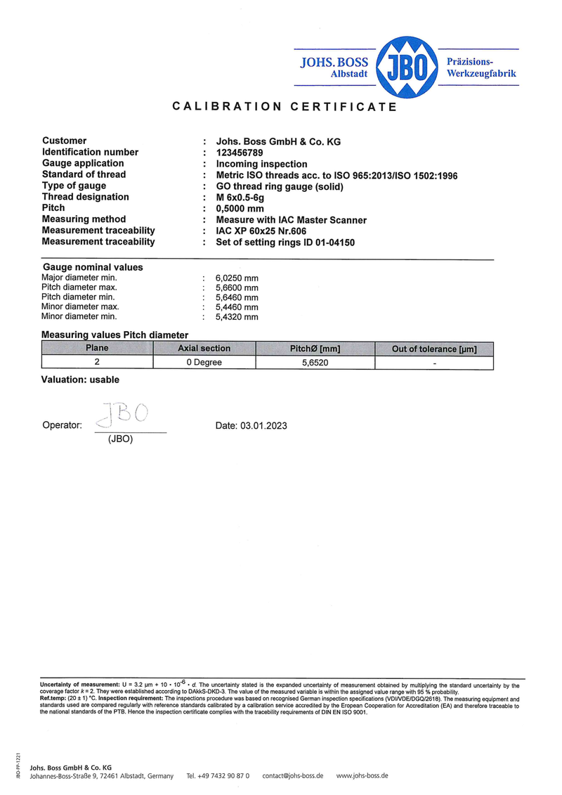 C5 Pitch diameter (one level)