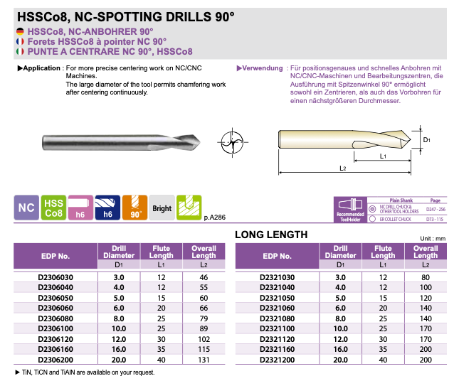 CD-CNC-90-L - Κεντραδόρος Long CNC 90° Κοβαλτίου