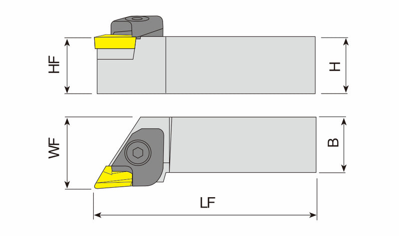 Lathe holders for rectangular insert with 2 angles 55° KNUX (roughing)