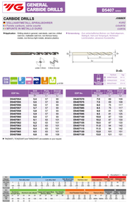 Τρυπανια Καρβιδιου Μακρυα Ακάλυπτα Ø2-10 mm Yg