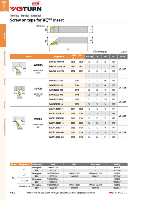 Μανέλα Τόρνου YG για Πλακίδιο Ρόμβος 35° VC-- (Φινιρίσματος-Neutral)