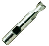 YG EH2-NC 2-flute HSS end mill, silver metal with two helical cutting edges and cylindrical shank
