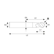 2-φτερο Κονδύλι Καρβιδίου Ball Nose για Αλουμίνιο ALU-POWER 50° Yg