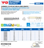 3-φτερο Κονδύλι Καρβιδίου για Αλουμίνιο ALU-POWER 45° Yg