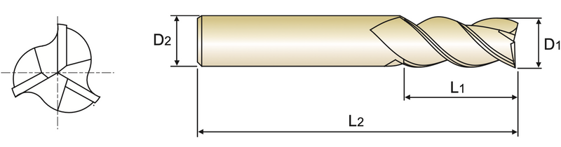 3-φτερο Κονδύλι Καρβιδίου για Αλουμίνιο ALU-POWER 45° - Image 3