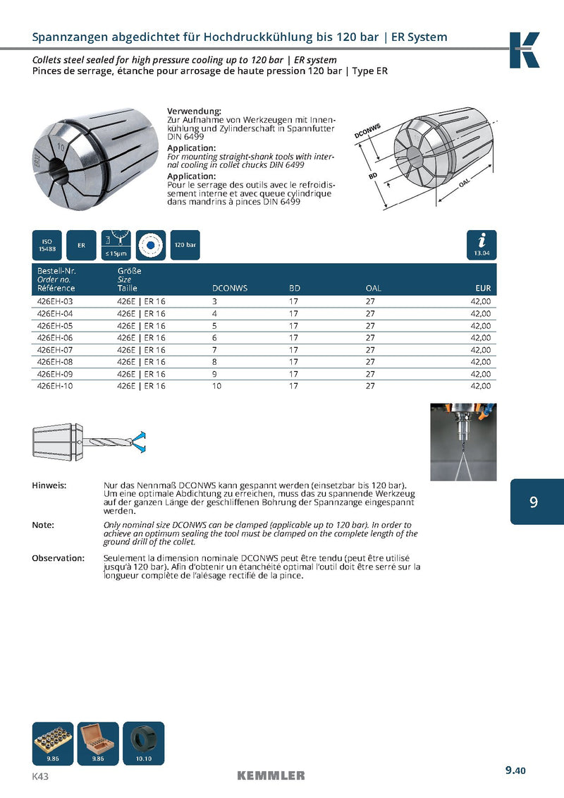 Collet ER Sealed 120bar της Kemmler, με 15μm runout - Image 4