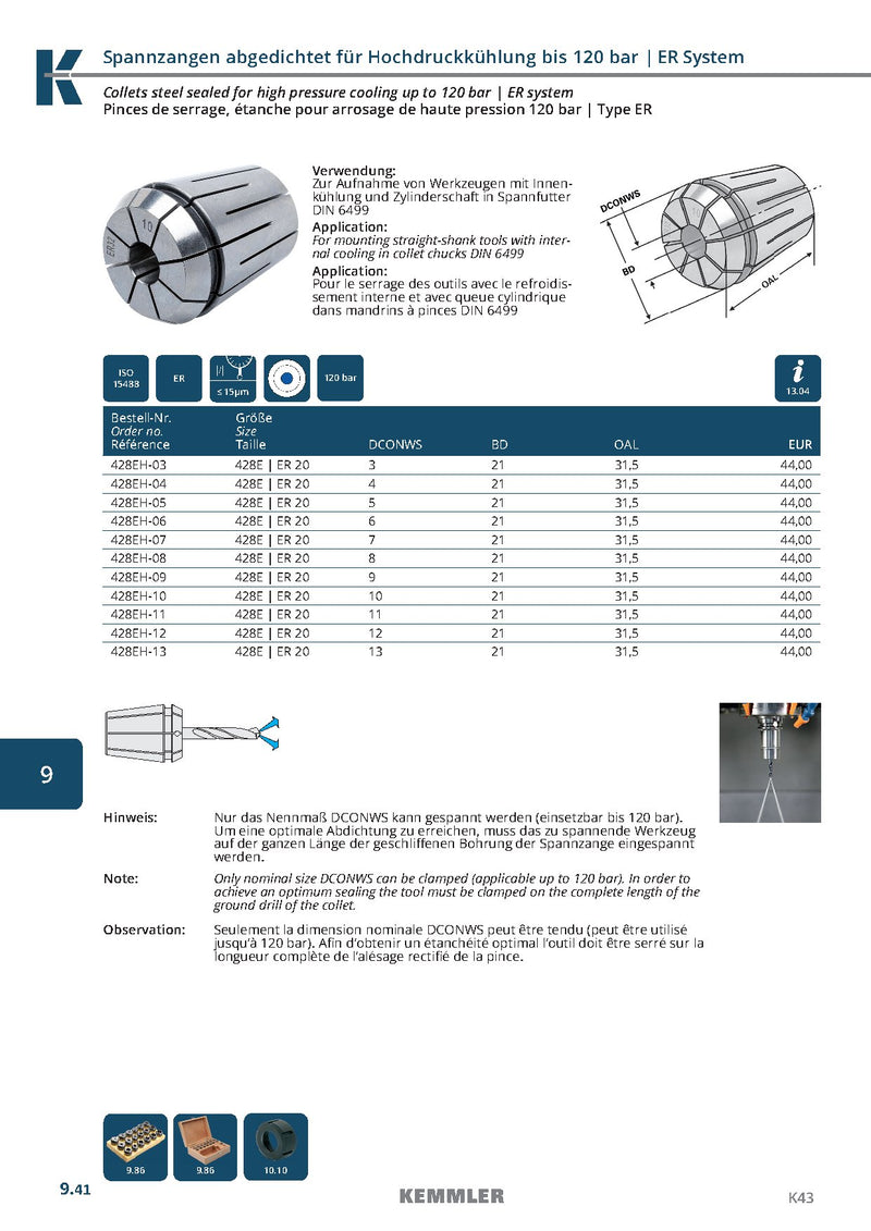 Collet ER Sealed 120bar της Kemmler, με 15μm runout - Image 5
