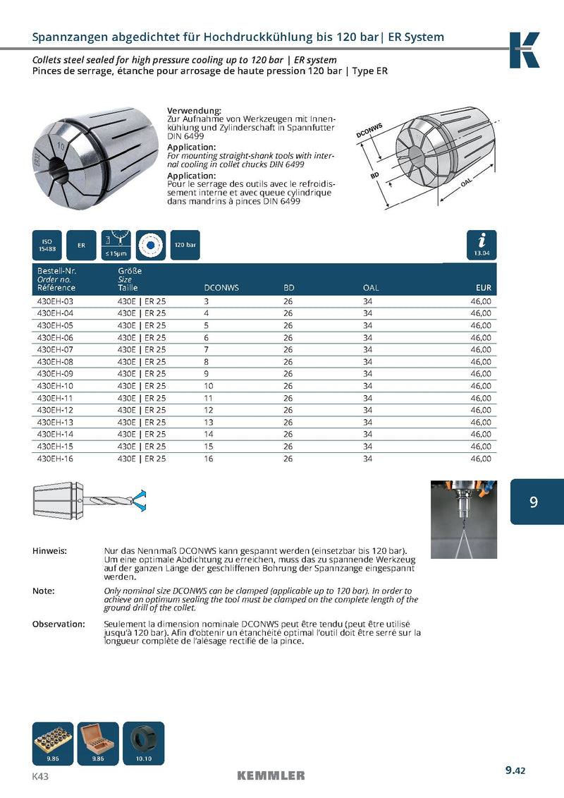 Collet ER Sealed 120bar της Kemmler, με 15μm runout - Image 6